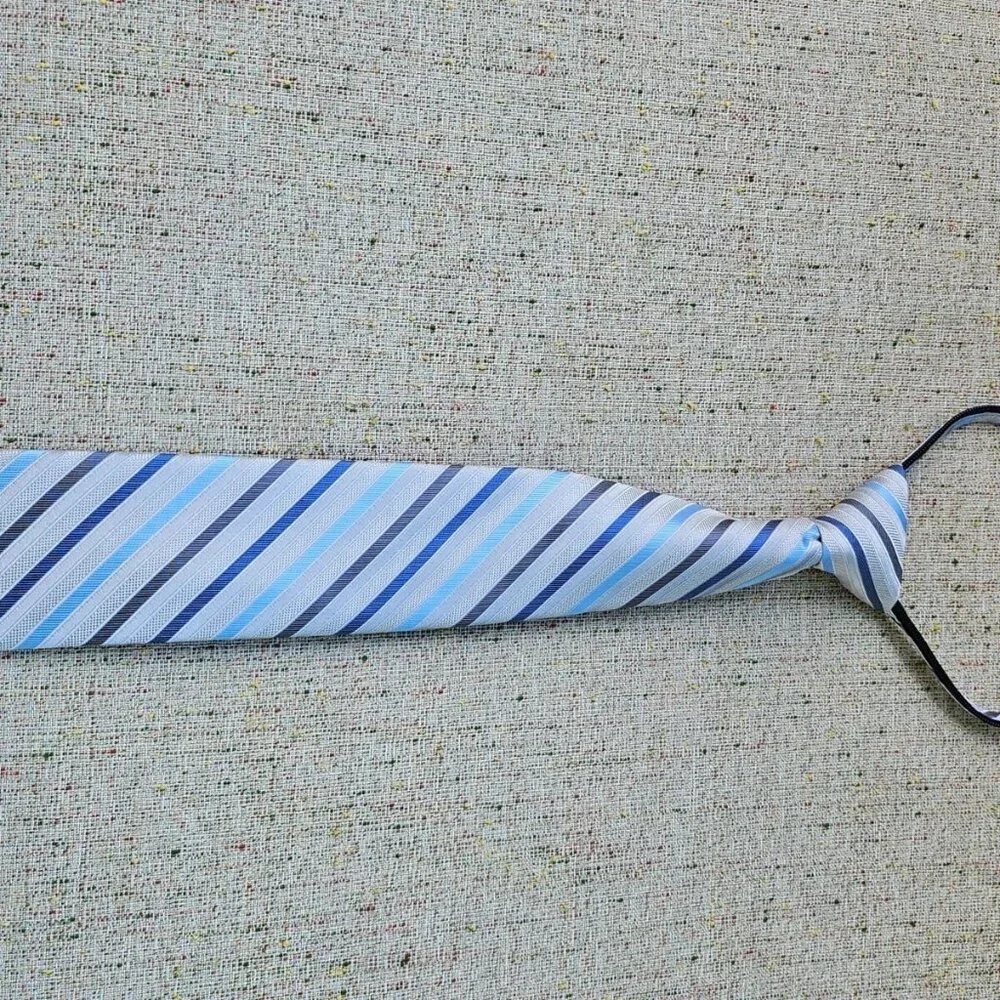 Calvin Klein Kids Boys Tie Pre Tied Zipper Tie Multi Color Striped Necktie Adjus